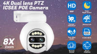 Cámara IP POE 4K 8MP Doble Lente Para Sistemas NVR Exterior Impermeable Zoom 8X Seguridad Vigilancia CCTV PTZ Inteligente - details 0