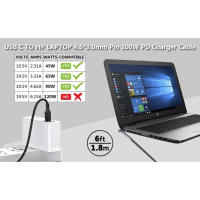 Cable De Carga USB C a 4.5mm Para Portátiles 100W PD Tipo C a DC 4.5x3.0mm Suministro De Energía Para HP Notebooks Stream 11 13 14 15 Y Más - details 4