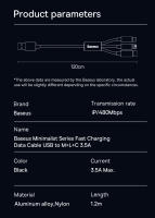 Cable De Carga Rápida 3 En 1 Baseus USB Tipo C 3.5A Para iPhone 15 14 Xiaomi Huawei Línea De Datos Mecánica Enredada - details 10