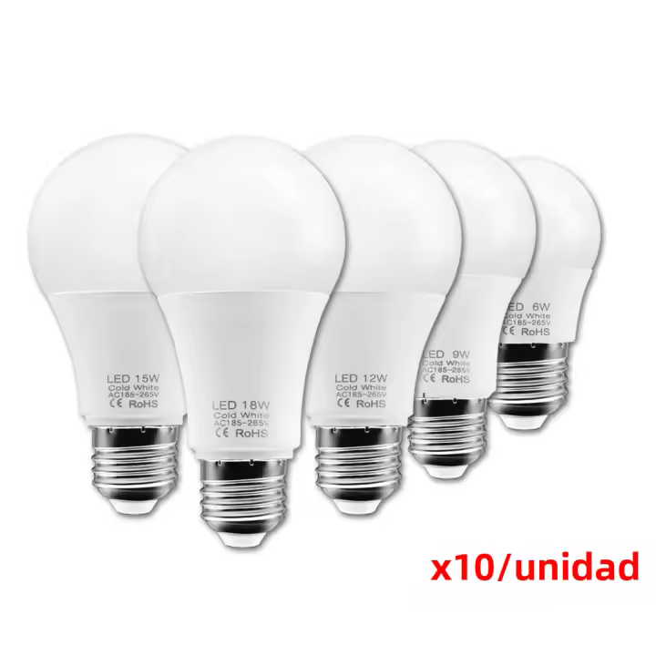 10pcs Bombillas LED E27 Para Hogar Y Mesa 220V 240V 18W 15W 12W 9W 6W 3W Bombilla De Foco Lámpara De Luz Para Sala De Estar - 1
