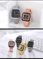 Reloj Deportivo De Lujo Para Hombre YIKAZE Con Correa De Acero Inoxidable Resistente Al Agua Y Luz LED Mostrador Digital Estilo Militar - details 5