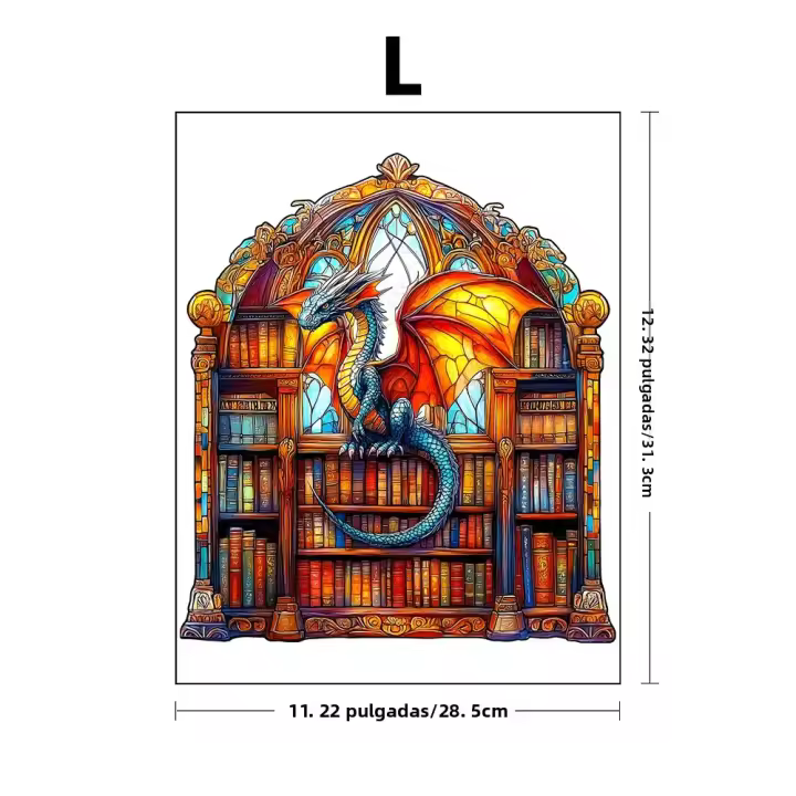 Puzzle De Madera Para Adultos En Forma Única Librería Del Dragón Regalo Para Amigos Juego De Lógica Y Desafío Mental - 1