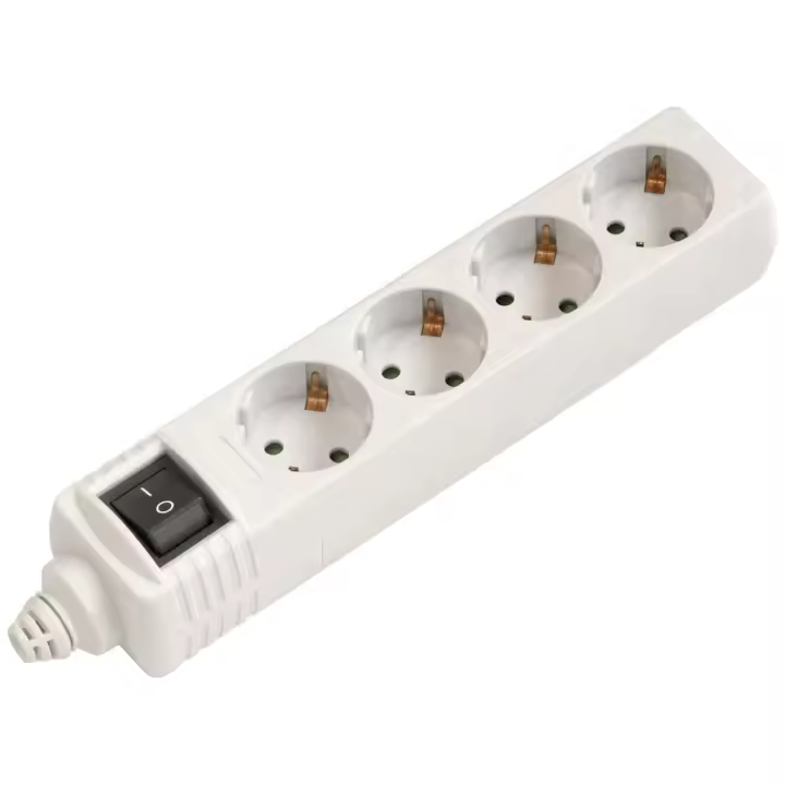Regleta alimentación Schuko con interruptor, sin cable 1E:4S - 1