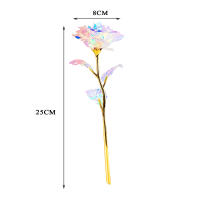 5/10pcs Flores De Rosa Artificiales Colores Luminosos Con Película De Oro Bouquet Sin Luces Sin Caja De Regalo Simulación Arco Iris Para Decoración De Hoteles Día De La Madre - details 9
