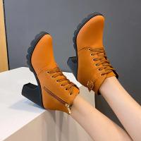 Botas De Tacón Alto Para Mujer Primavera Invierno Calidad Superior Con Cordones Moda Europea Zapatos De Mujer PU Botas Con Plataforma Entrega Rápida - details 19