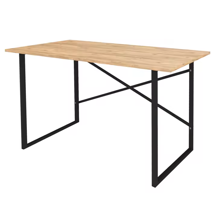Mesa escritorio. Mesa de ordenador. Estilo iindustrial. Estructura metálica negra y tablero melamina color roble Safir. (Alto 75 cm/Ancho 120 cm/Fondo 60 cm) - 1