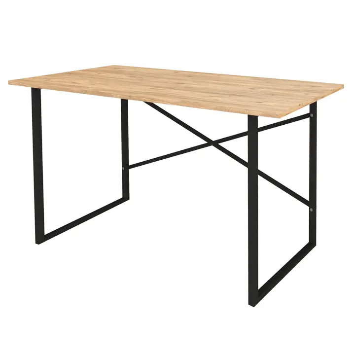 Mesa escritorio. Mesa de ordenador. Estilo iindustrial. Estructura metálica negra y tablero melamina color roble Safir. (Alto 75 cm/Ancho 120 cm/Fondo 60 cm) - 1