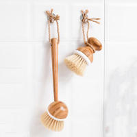 Cepillo De Limpieza Para Cocina Con Manija Larga De Bambú Cepillo De Lavado De Platos Suave Para Ollas Y Sartenes Antideslizantes Para Fregadero Y Estufa - details 2
