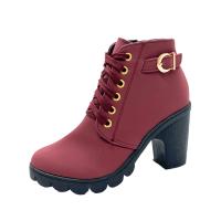 Botas De Tacón Alto Para Mujer Primavera Invierno Calidad Superior Con Cordones Moda Europea Zapatos De Mujer PU Botas Con Plataforma Entrega Rápida - details 28