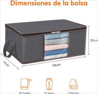 Caja de almacenamiento de ropa plegable gris de 35 litros, juego de tres, asas reforzadas, material de tela resistente al desgaste y ventana transparente, perfecta para guardar suéteres, abrigos y mantas - details 0