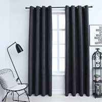 vidaXL Cortinas Opacas con Anillas de Metal (2 unidades) Antracita Decoración Dimensiones 140 x 175 cm, 140 x 245 cm, 140 x 225 cm - details 0