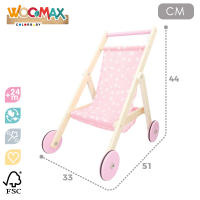 WOOMAX - Carrito bebé juguetes, cochecito muñecas 36 cm, fabricado de madera, color rosa con margaritas, medidas 33x51x44 cm, juguete niña 2 años, sillas de paseo, portabebés muñeca, sillita, +24 meses - details 3