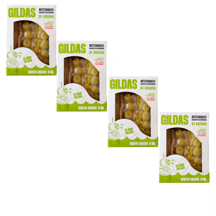 LA MAR SALADA, Gilda Artesanal del Cantábrico, en Aceite de Girasol, Tarrinas de 240 grs de 6 unds (Pack de 4) - 1