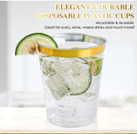 50 Pack Copas De Plástico Desechables Con Borde Dorado 10 Oz Transparentes Copas De Plástico Duros Elegantes Para Bodas Y Fiestas - details 0