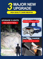 Linterna Frontal Recargable USB Con 5 LED Batería Integrada Torcha Luz De Trabajo Portátil Para Pesca Y Camping - details 1