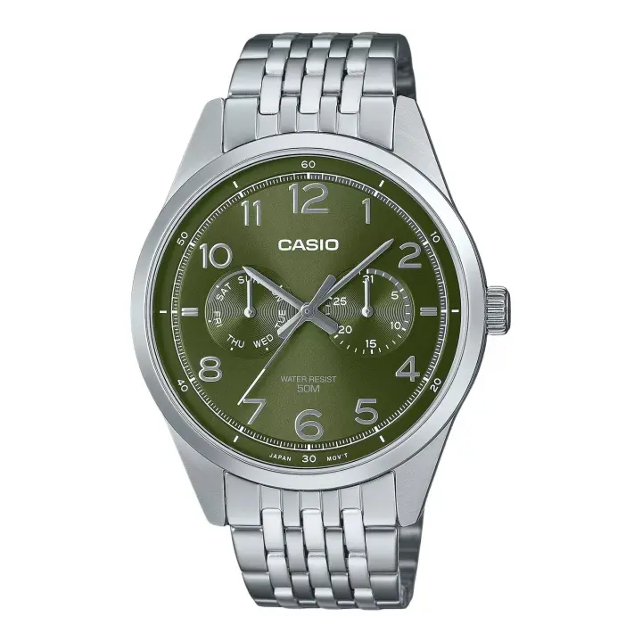 reloj clásico hombre Casio MTP-E340D-3A 41.5mm 50m WR correa de acero - 1