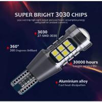 2PCS T15 Lámpara De Señal LED W16W 921 912 12V Super Brillante 3030 27SMD Lámpara De Caucho Canbus Auto Luz De Reserva - details 3