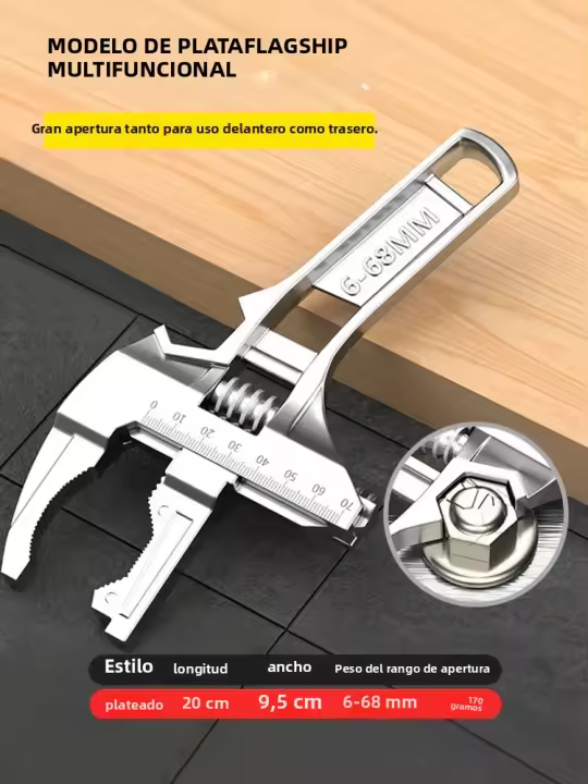 Juego De Reparación Universal 6-68mm Llave De Mano Para Baño Herramienta De Tubería Con Abertura Grande Llave Ajustable De Acero Inoxidable Para Reparación Doméstica - 1