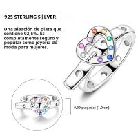 Anillo De Plata 925 De Lujo Para Mujer Con Piedra CZ Colorida Y Flor Sello De Afortunado Anillo De Compromiso Y Boda Regalo - details 15