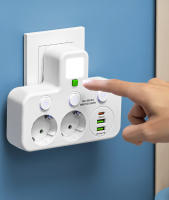 Enchufe de pared con tapa independiente y USB adaptador de red UE AC enchufe de la tira de alimentación con protector de sobrecarga - details 6