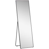 HOMCOM Espejo de Pie Cuerpo Entero de Aleación de Aluminio Espejo de Pared con 2 Formas de Uso Forma de Rectangular para Pasillo Dormitorio Salón 50x161,5x2 cm Negro - details 0