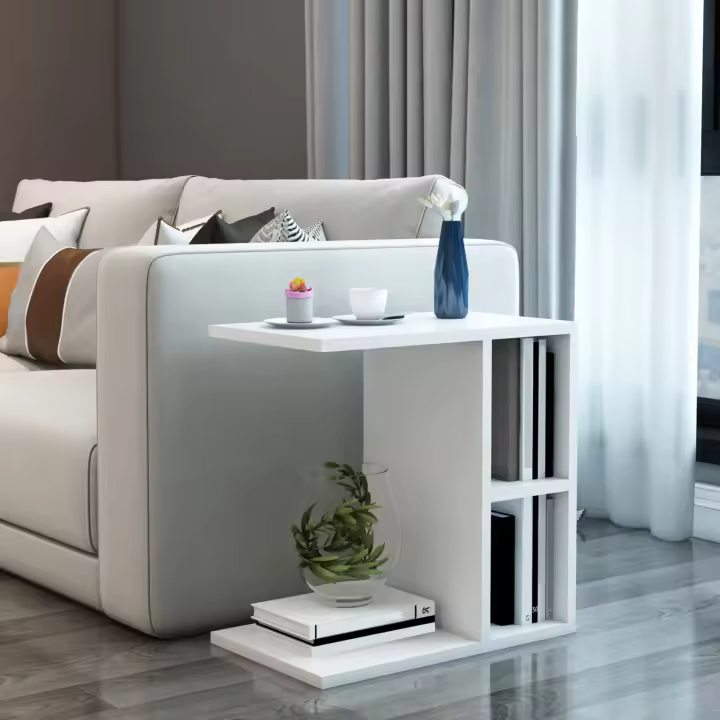 Mesa auxiliar Ravnsborg con 2 compartimentos aglomerado 50 x 50 x 30 cm blanco [en.casa] - 1