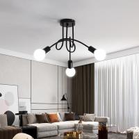 Lámpara De Techo Moderna Nórdica Creativa En Negro Para Sala De Estar Y Dormitorio 3-Luz E27 Metal Retro Lámpara De Techo Auto-contenida Sin Bombillas Incluidas - details 0