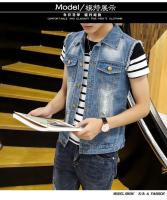 Chaqueta De Jean Sin Mangas Para Hombre 2023 Primavera Azul Negro Estilo Vaquero Chaqueta De Denim Vestido De Cintura Vest - details 1
