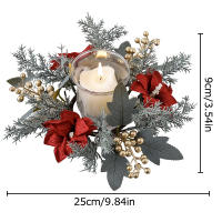 Corona De Bayas Artificiales Con Vela 25cm Decoración De Mesa Para Bodas Y Navidad Arreglo Floral Falso Para Centros De Mesa Y Fiesta - details 0