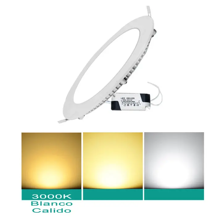 Mil Luces Panel LED 22W Downlight Redondo Empotrable Aluminio Plano Ultrafino Cerco Blanco Agujero 225mm - 1