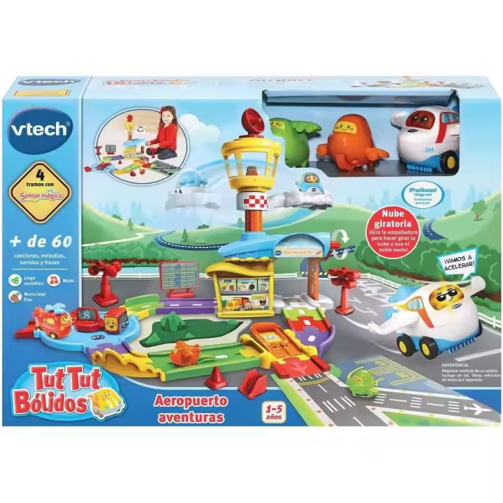 VTech - Aeropuerto Aventuras TutTut Bólidos, Circuito para Combinar, Incluye Jet el avión +1 año, - 1