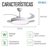 HYBEC - Ventilador de techo con luz LED Regulable, Motor DC Silencioso y 6 Velocidades – Función Inversa Verano/Invierno y Mando a Distancia - details 6