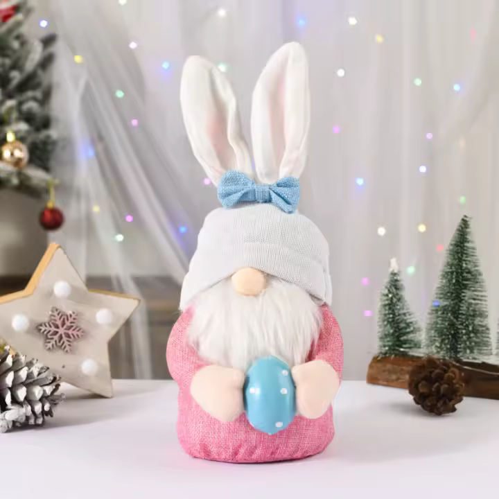 Nueva Muñeca De Conejo De Pascua Sin Cara Muñeco De Paja De Conejo Para Decoración De Escritorio Juguete De Enano De Primavera Regalo De Fiesta - 1