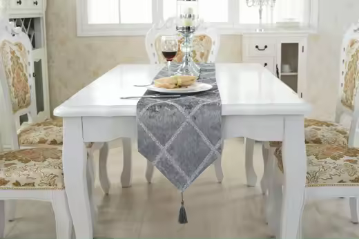 Modernos Caminos De Mesa Europeos Para Bodas Y Fiestas Bandera De Cama Decorativa Hecha De Poliéster Tela Tejida Geométrica - 1