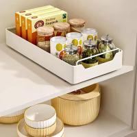 Kitchen Storage Rack with Slide Rails Pull-out Kitchen Drawer Type Storage Tray Spice Box Pantry Basket Storage Rack Cabinets Organizer - details 5