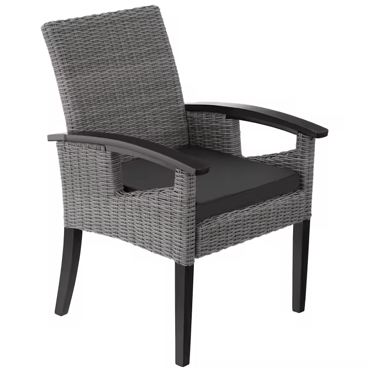 Tectake - Silla de ratán Rosarno | Cómoda silla de ratán con patas y reposabrazos de madera | Fino trenzado de ratán sintético de calidad con protección UVA | Estable estructura de madera - 1