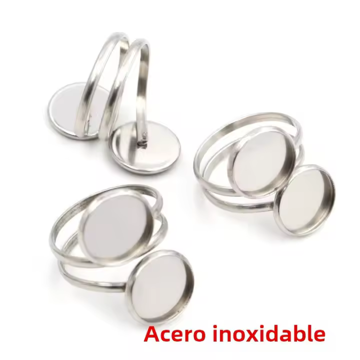 5pcs Ajustable Anillo De Acero Inoxidable Galvanizado Dorado Base/Sin/Brazalete Para Cabochones De Vidrio De 12mm - 1