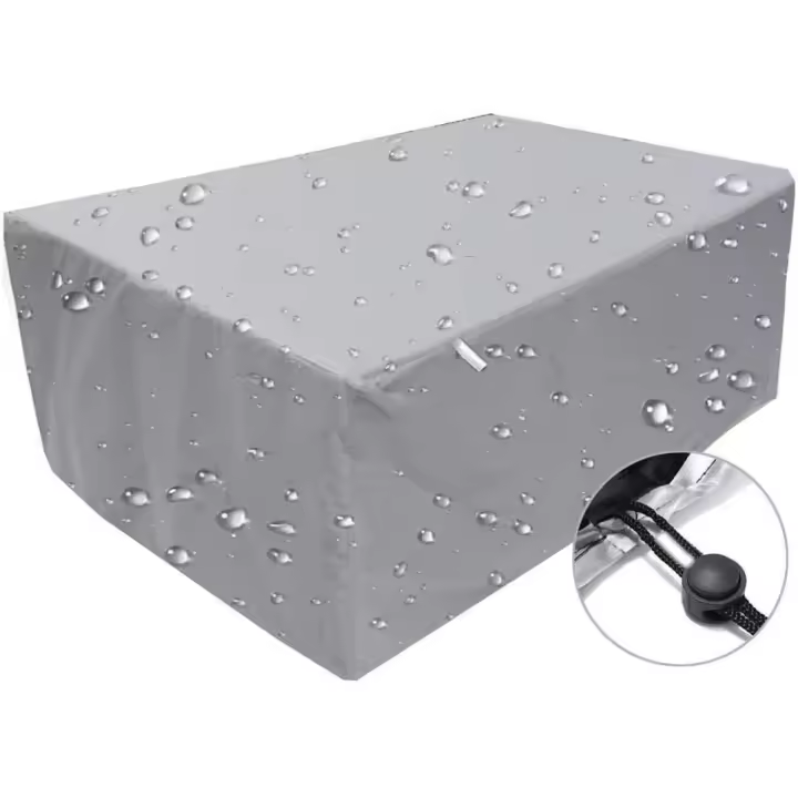 Funda para Muebles de Exterior, Lona Impermeable a Prueba de Viento y Anti-UV, Funda Protectora Rectangular de Canvas Oxford 210D, Plateada - 160x160x80cm SSIT - 1