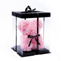 Oso De Rosas Artificiales Con Caja Regalo Romántico Creativo Para San Valentín Aniversario Boda Cumpleaños Decoración De Hogar - details 6