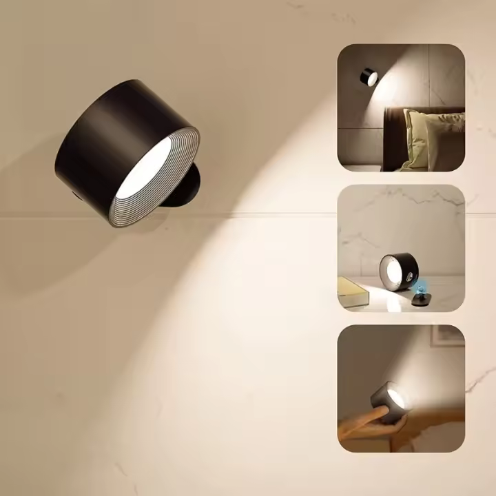 Luz De Noche LED Recargable Por USB Luz De Lectura Para La Cama Luz De Mesa Portátil Con Ajuste De Toque Luz Magnética Para Armario - 1