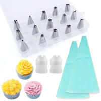 FAIS DU 19 Piezas Herramientas De Decoración De Pastel Con Caja Suministros De Pastelería Para Cupcakes Acero Inoxidable Ecológico - details 5