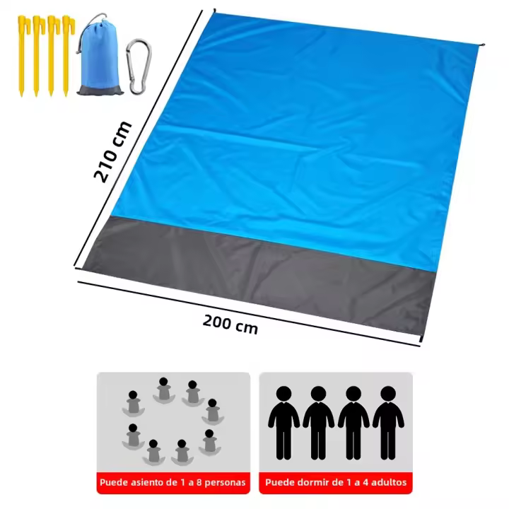 Manta De Playa Impermeable 2x2.1m Plegable Y Portátil Para Camping Y Picnics Matrícula Ligera Para Exterior Resistente Al Sandía - 1