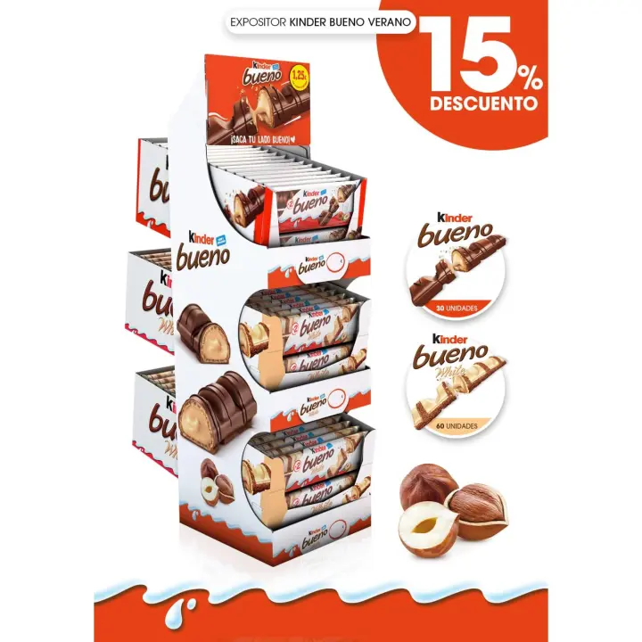Expositor Kinder bueno original y Kinder bueno white con un 15% de descuento - 1