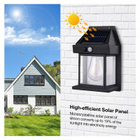 Lámpara De Tungsteno Solar Con Sensor De Movimiento Inteligente 3 Modos De Iluminación Impermeable Para Decoración De Jardín Y Pared - details 2
