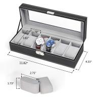 Organizador de Caja de Reloj With 6 ranuraspara helbres, soporte de Exposición de Reloj Negro, estuches de almacenamiento, Negro - details 0