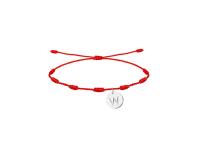 Cotigo Pulsera roja de 7 nudos hecho a mano con colgante de letras Iniciales de acero plateado , pulsera de nombre - details 22