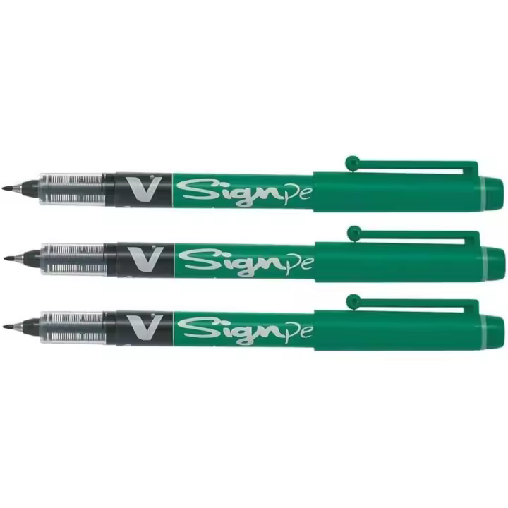 Pilot Rotulador V-SIGN PEN Punta 2mm Visor de Tinta Líquida Verde (Pack de 3) - 1