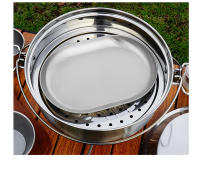 PLATO PEQUEño Y Olla GRANDE Portátil De Acero Inoxidable 304 Para Camping Y Viajes CLS&NOBANA Utensilio De Cocina Al Aire Libre - details 5