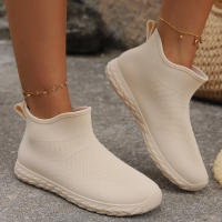 Zapatos De Agua Para Mujer En Color Sólido PVC Cuatro Estaciones Botas De Lluvia Casuales Planas Bajo Cabeza Redonda Para Exterior - details 10