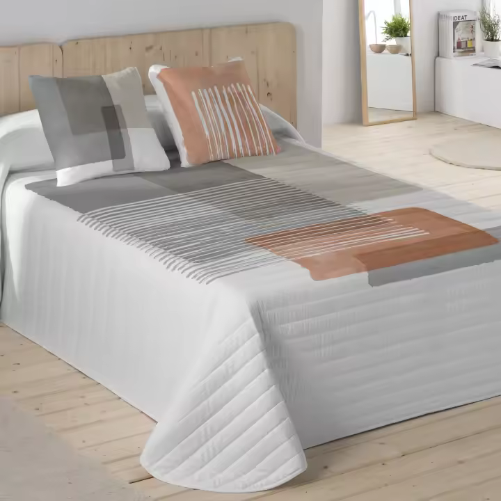 NATURALS - Colcha Bouti Estampada - Tejido 100% Algodón Extra Suave - Relleno 100% Poliéster - Fabricado en España - Modelos Geométricos - Cama 90/135/150/180 cm - 1